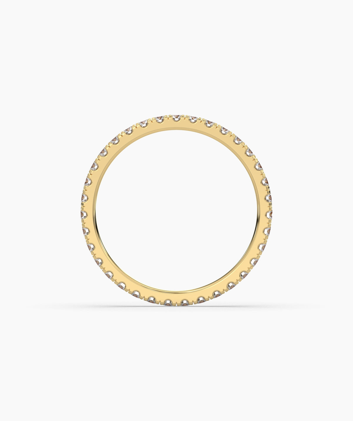 Elisa round lab-grown diamond eternity ring 1.8 mm in 750 yellow gold, top view 