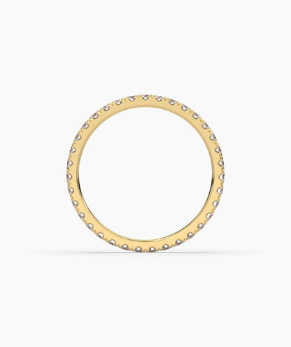 Elisa round lab-grown diamond eternity ring 1.8 mm in 750 yellow gold, top view 