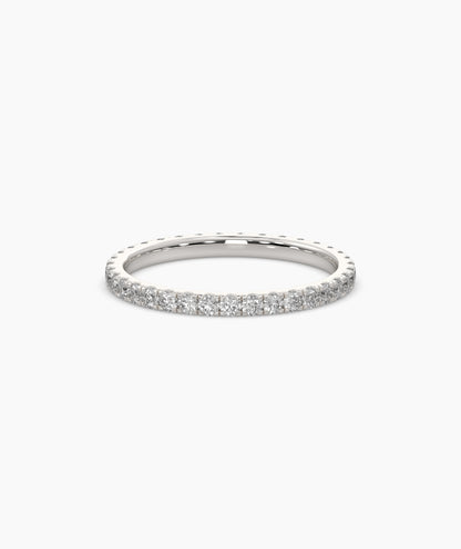 Elisa round lab-grown diamond eternity ring 1.8 mm in 585 white gold, front view 