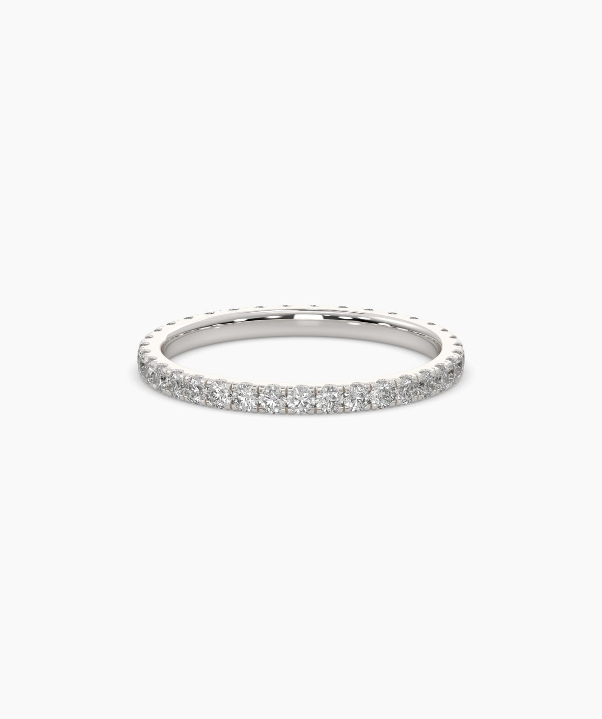 Elisa round lab-grown diamond eternity ring 1.8 mm in 750 white gold, front view 