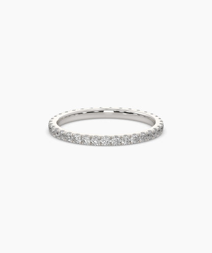 Elisa round lab-grown diamond eternity ring 1.8 mm in 750 white gold, front view 
