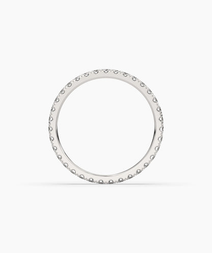 Elisa round lab-grown diamond eternity ring 1.8 mm in 750 white gold, top view 