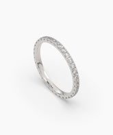 Elisa round lab-grown diamond eternity ring 1.8 mm in 585 white gold, angled view 