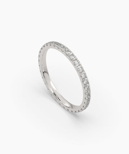 Elisa round lab-grown diamond eternity ring 1.8 mm in 585 white gold, angled view 