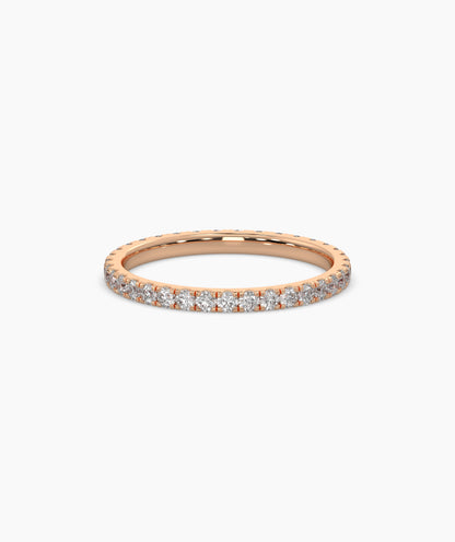 Elisa round lab-grown diamond eternity ring 1.8 mm in 585 rose gold, front view 