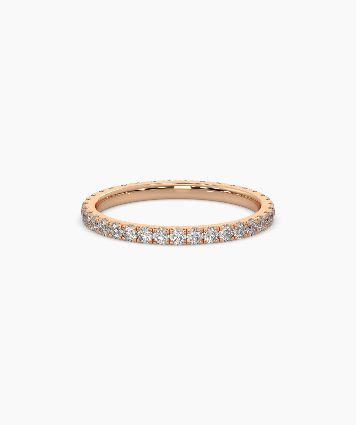 Elisa round lab-grown diamond eternity ring 1.8 mm in 750 rose gold, front view 