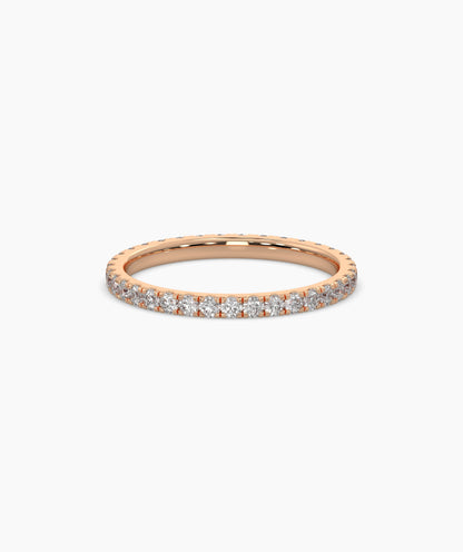 Elisa round lab-grown diamond eternity ring 1.8 mm in 750 rose gold, front view 