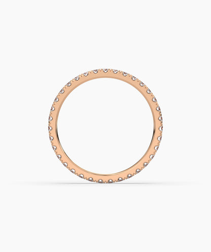 Elisa round lab-grown diamond eternity ring 1.8 mm in 585 rose gold, top view 