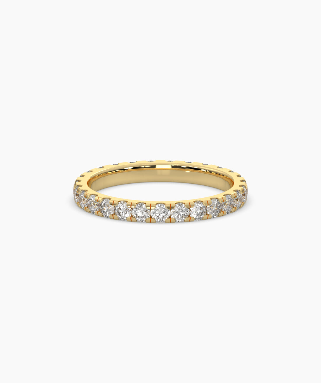 Aurora round lab-grown diamond eternity ring 2.5 mm in 585 yellow gold, front view 