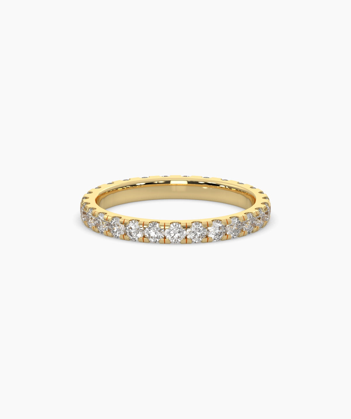 Aurora round lab-grown diamond eternity ring 2.5 mm in 750 yellow gold, front view 
