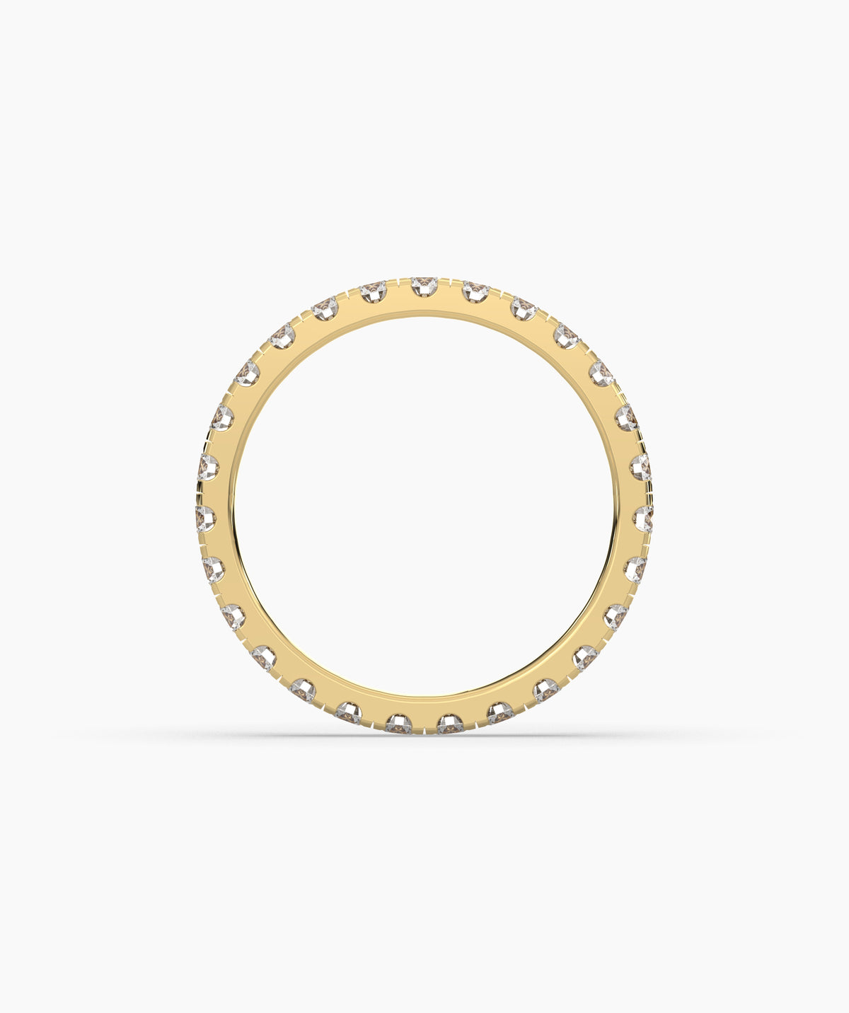Aurora round lab-grown diamond eternity ring 2.5 mm in 585 yellow gold, top view 