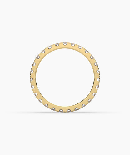Aurora round lab-grown diamond eternity ring 2.5 mm in 585 yellow gold, top view 