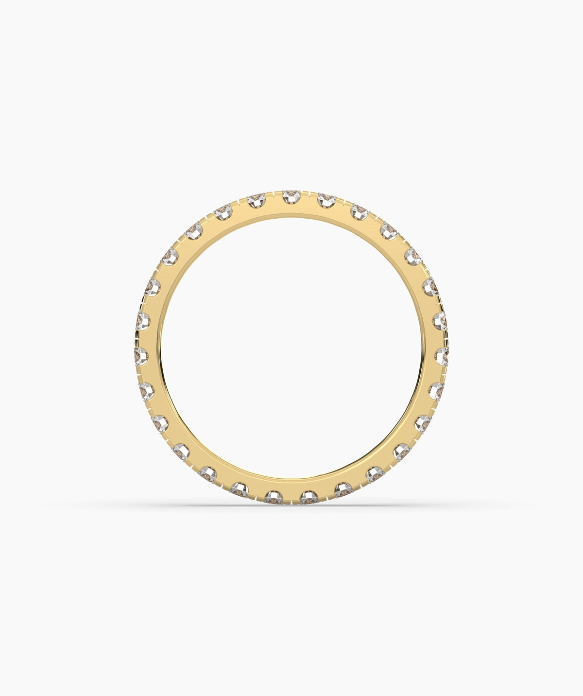 Aurora round lab-grown diamond eternity ring 2.5 mm in 750 yellow gold, top view 