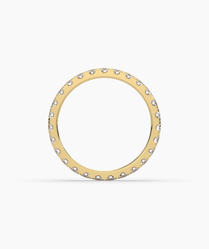 Aurora round lab-grown diamond eternity ring 2.5 mm in 750 yellow gold, top view 