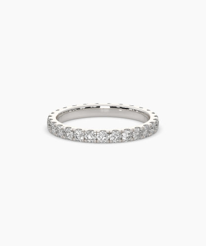 Aurora round lab-grown diamond eternity ring 2.5 mm in 585 white gold, front view 