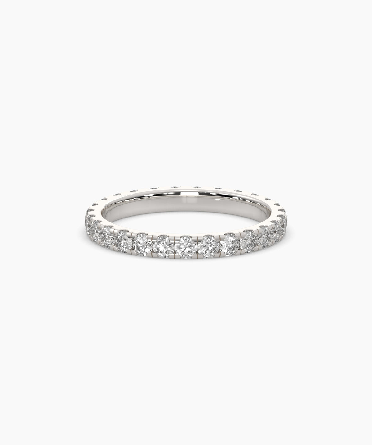 Aurora round lab-grown diamond eternity ring 2.5 mm in 750 white gold, front view 