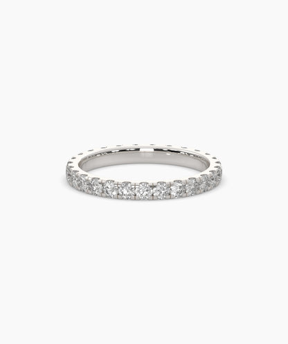 Aurora round lab-grown diamond eternity ring 2.5 mm in 950 platinum, front view 