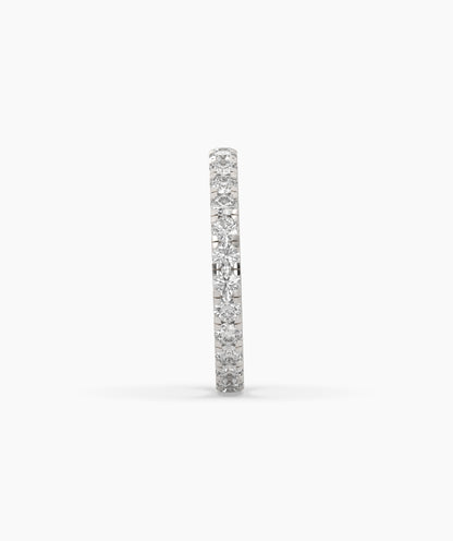 Aurora round lab-grown diamond eternity ring 2.5 mm in 585 white gold, side profile view 