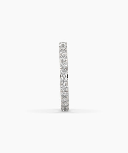 Aurora round lab-grown diamond eternity ring 2.5 mm in 950 platinum, side profile view 