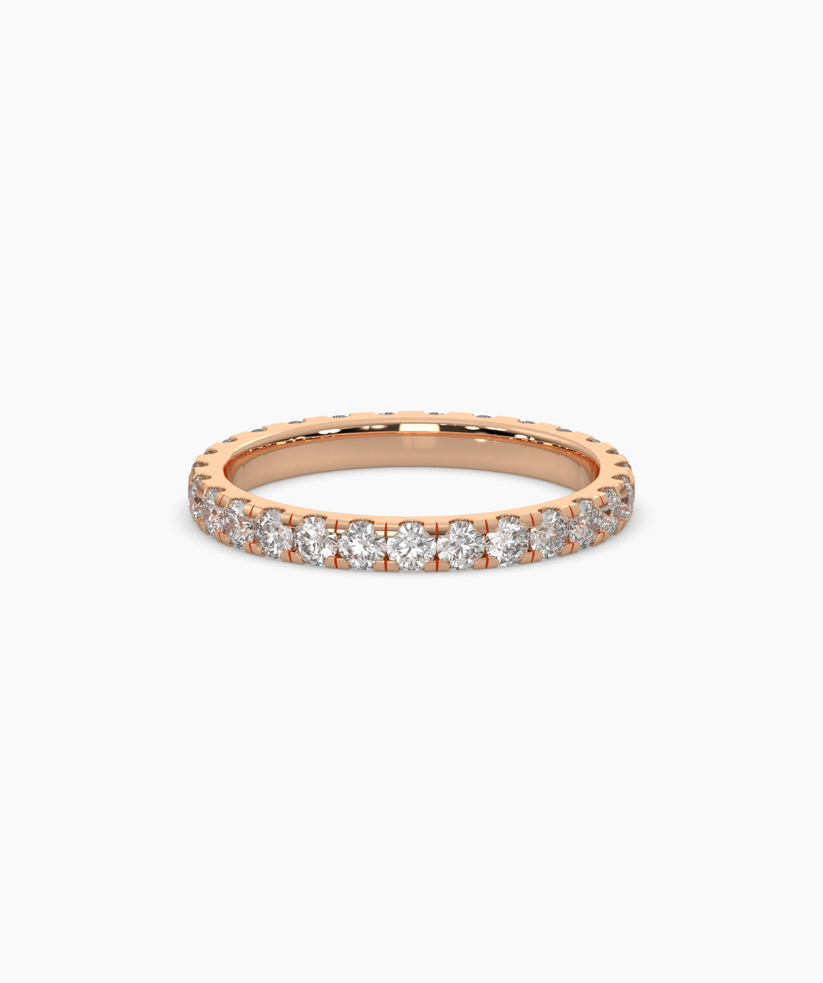 Aurora round lab-grown diamond eternity ring 2.5 mm in 585 rose gold, front view 