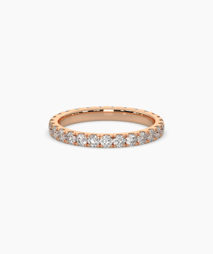Aurora round lab-grown diamond eternity ring 2.5 mm in 585 rose gold, front view 