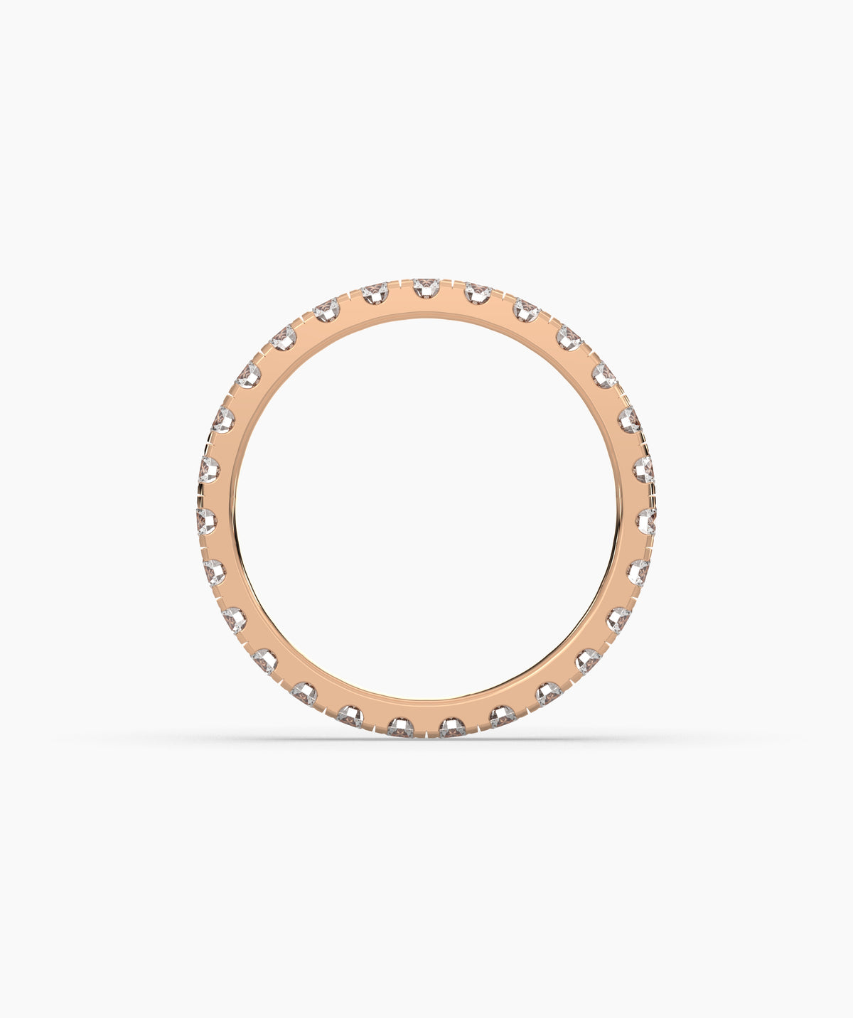 Aurora round lab-grown diamond eternity ring 2.5 mm in 585 rose gold, top view 