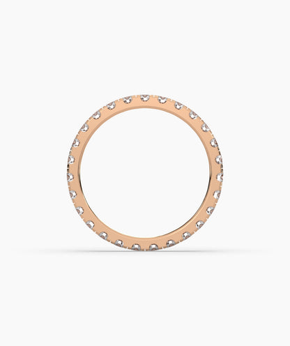 Aurora round lab-grown diamond eternity ring 2.5 mm in 585 rose gold, top view 