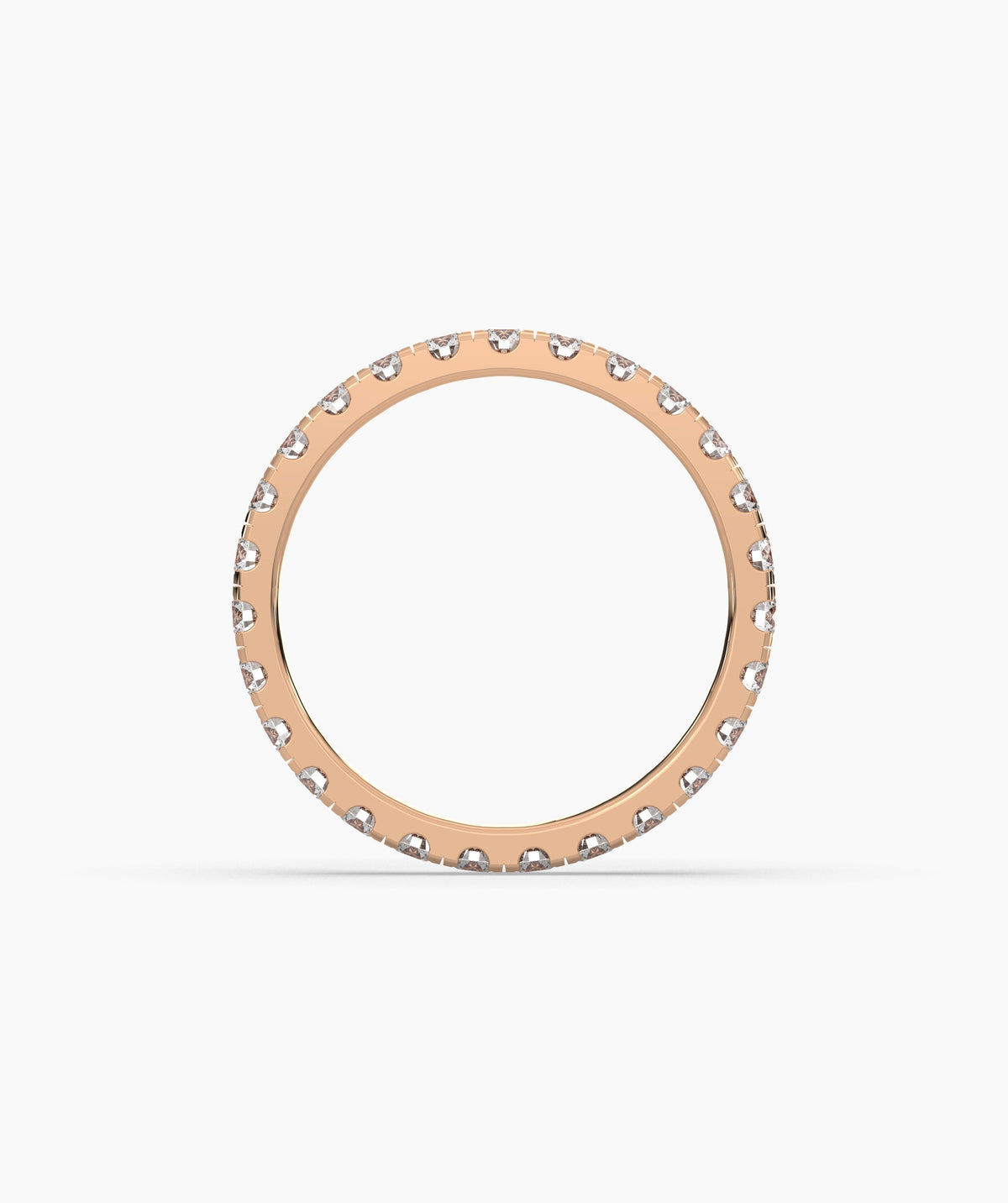 Aurora round lab-grown diamond eternity ring 2.5 mm in 750 rose gold, top view 