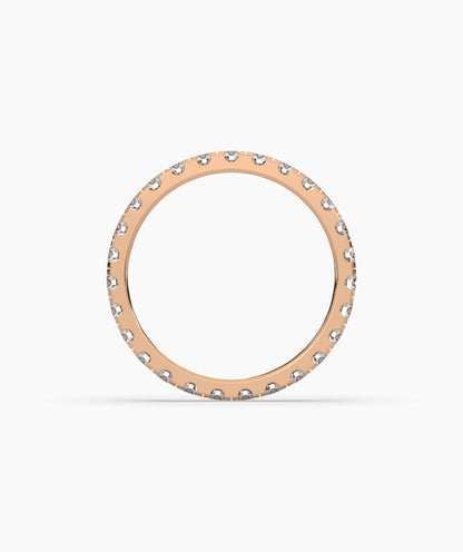 Aurora round lab-grown diamond eternity ring 2.5 mm in 750 rose gold, top view 