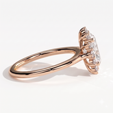 Oval lab-grown diamond halo engagement ring in 14K (585) rose gold, detail view 