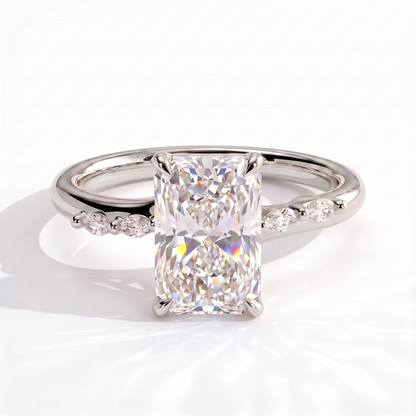 Galene Radiant Hidden Halo Ring 750 White Gold front 