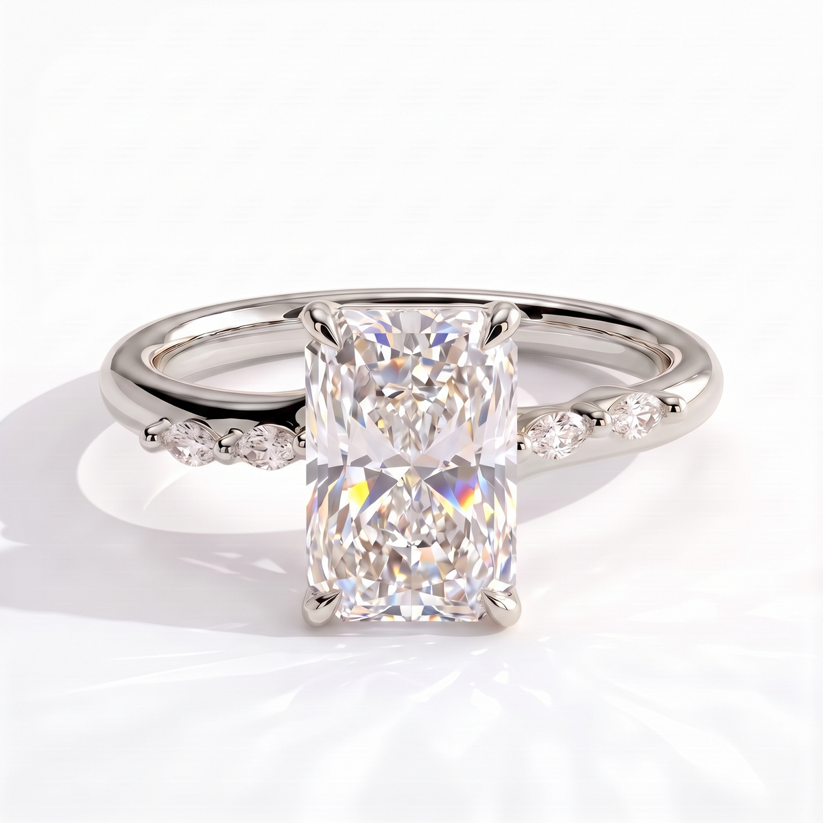 Galene Radiant Hidden Halo Ring 950 Platinum front 