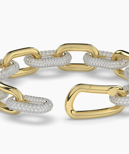 Hope Gliederarmband mit Pavé-Labordiamanten aus 585 Gelbgold, Detailansicht mit geöffnetem Verschluss 