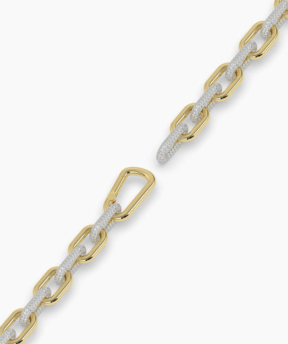 Hope Gliederarmband mit Pavé-Labordiamanten aus 585 Gelbgold, ganze Länge, diagonal 