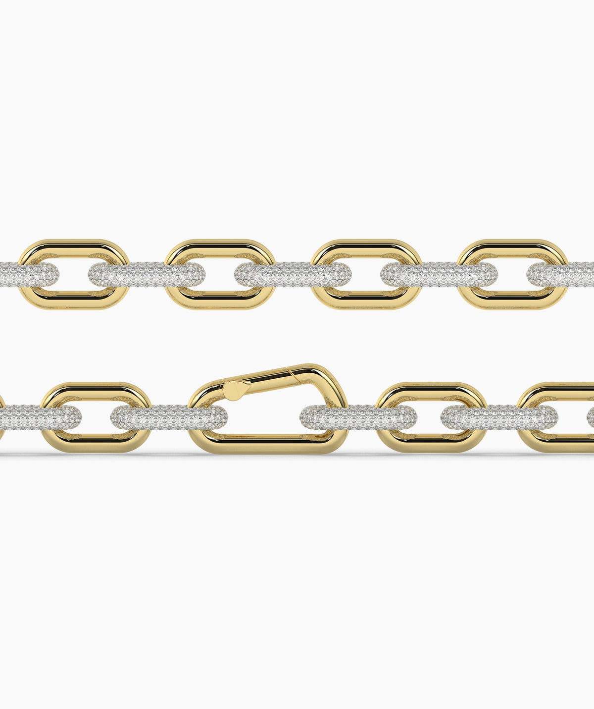 Hope Gliederarmband mit Pavé-Labordiamanten aus 585 Gelbgold, flach liegend, ganze Länge 