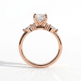 Radiant lab-grown diamond halo engagement ring in 14K (585) rose gold, side profile 