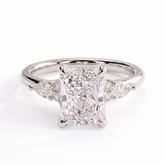 Radiant lab-grown diamond halo engagement ring in 14K (585) white gold, front view 