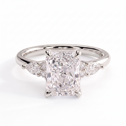 Radiant lab-grown diamond halo engagement ring in 950 platinum, front view 