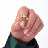 Pear lab-grown diamond solitaire engagement ring in 14K (585) yellow gold, studio view 