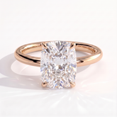 Elongated Cushion lab-grown diamond solitaire engagement ring in 18K (750) rose gold, front view 