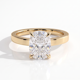 Elongated Cushion lab-grown diamond solitaire engagement ring in 18K (750) yellow gold, front view 