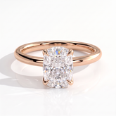 Elongated Cushion lab-grown diamond solitaire engagement ring in 14K (585) rose gold, front view 