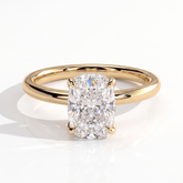 Elongated Cushion lab-grown diamond solitaire engagement ring in 14K (585) yellow gold, front view 