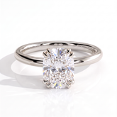 Elongated Cushion lab-grown diamond solitaire engagement ring in 14K (585) white gold, front view 