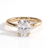 Elongated Cushion lab-grown diamond solitaire engagement ring in 14K (585) yellow gold, front view 