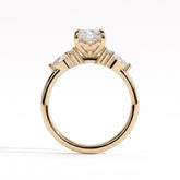 Elongated Cushion lab-grown diamond halo engagement ring in 14K (585) yellow gold, side profile 