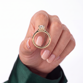 Marquise lab-grown diamond halo engagement ring in 14K (585) yellow gold, studio view 