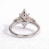 Eudora Dutch Marquise Three Stone Ring 950 Platinum back view 