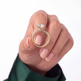 Marquise lab-grown diamond solitaire engagement ring in 18K (750) rose gold, studio view 