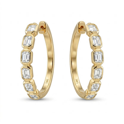Philippa Zargen-Creolen mit Smaragdschliff-Diamanten │ Ø 19 mm